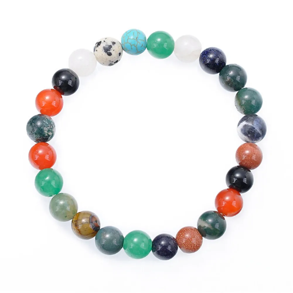 Women Style-8mm 8/10 мм натуральный мульти Цвет камень бисер браслет с бусами ручной работы для Для мужчин или Для женщин энергии с украшением в виде кристаллов оникс чакра браслет Рэйки - Окраска металла: Women Style-8mm