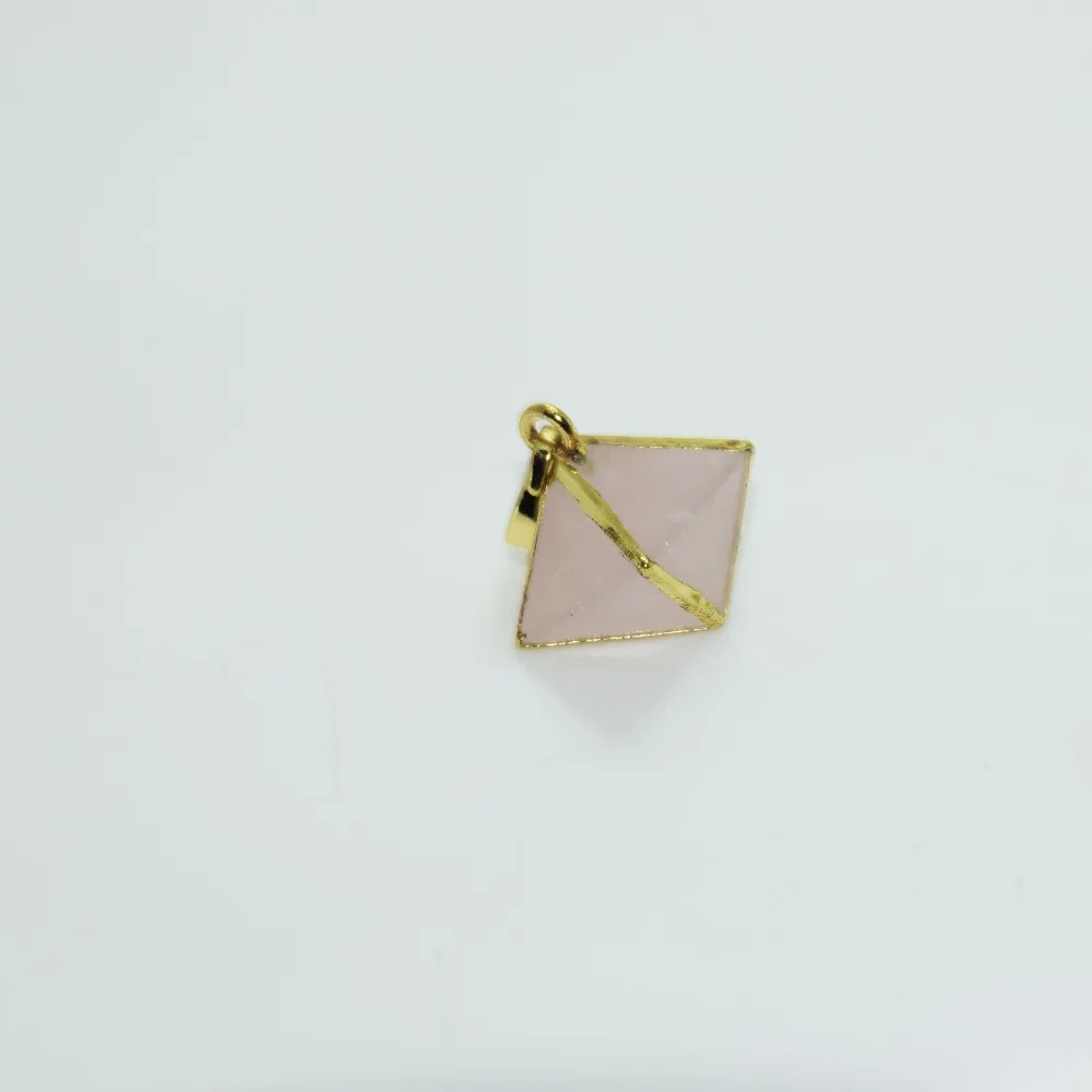 

Natural Jewelry Real Faceted rose clear crystal quartz pendant for necklace girl gold bezel gem stone pendant for women gift