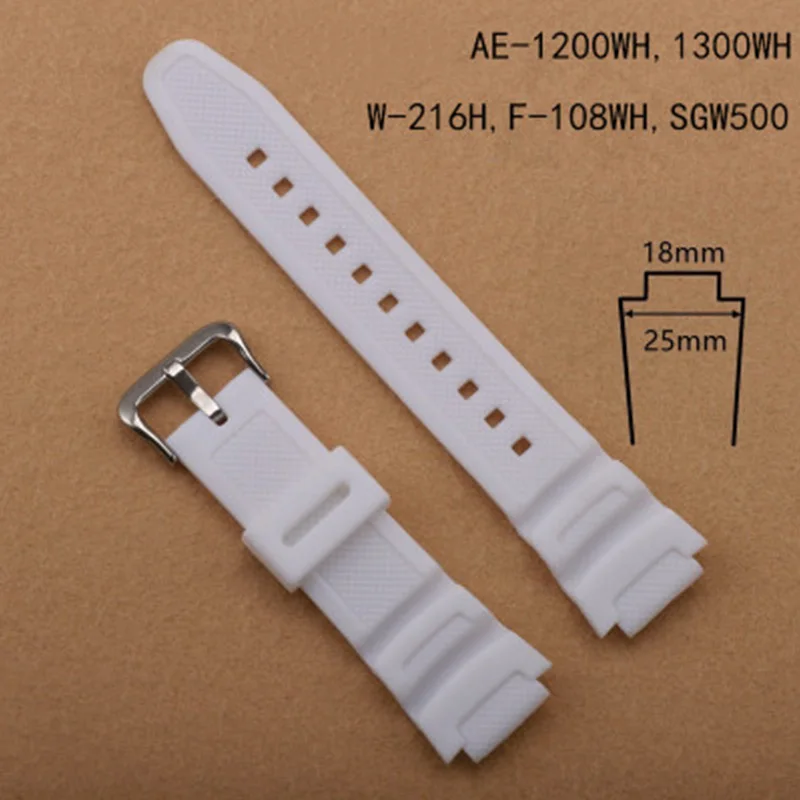 Часы мужские аксессуары Черная смола ремешок для Casio AE-1200WH, 1300WH, W-216H, F-108WH, SGW500 Спорт на открытом воздухе водостойкий ремешок
