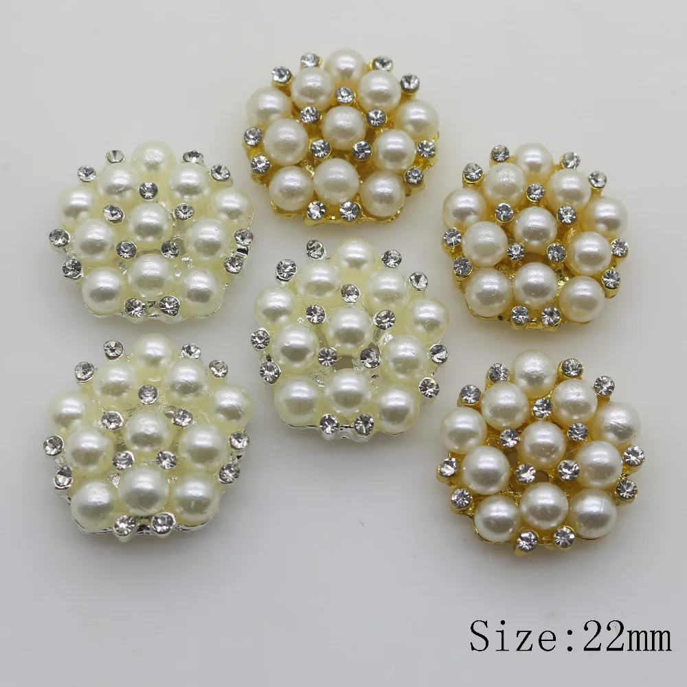 Модные круглые стразы 22 мм пуговицы из перламутра металлические свадебные