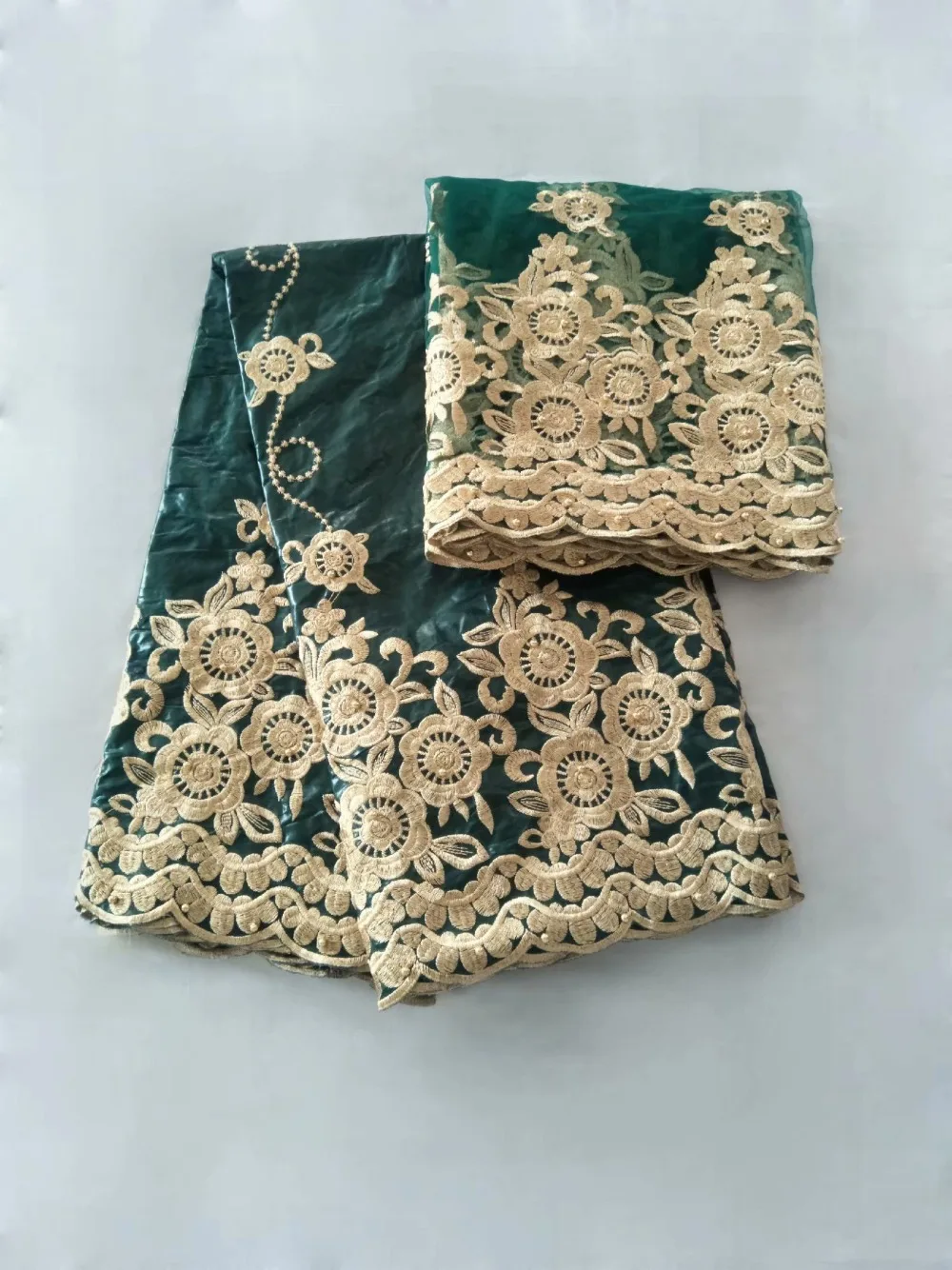 TK004 (5+2yards/set) Purple and gold 2018 wholesales African bazin lace fbaric with excellent embroidery for party dress | Дом и сад