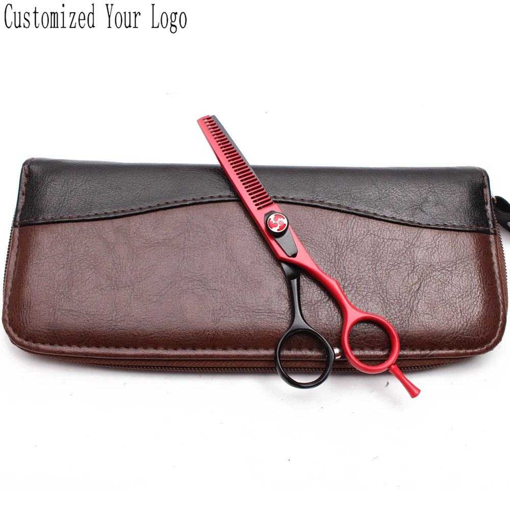 6 дюймов. Ножницы из нержавеющей стали с логотипом на заказ красные и черные для