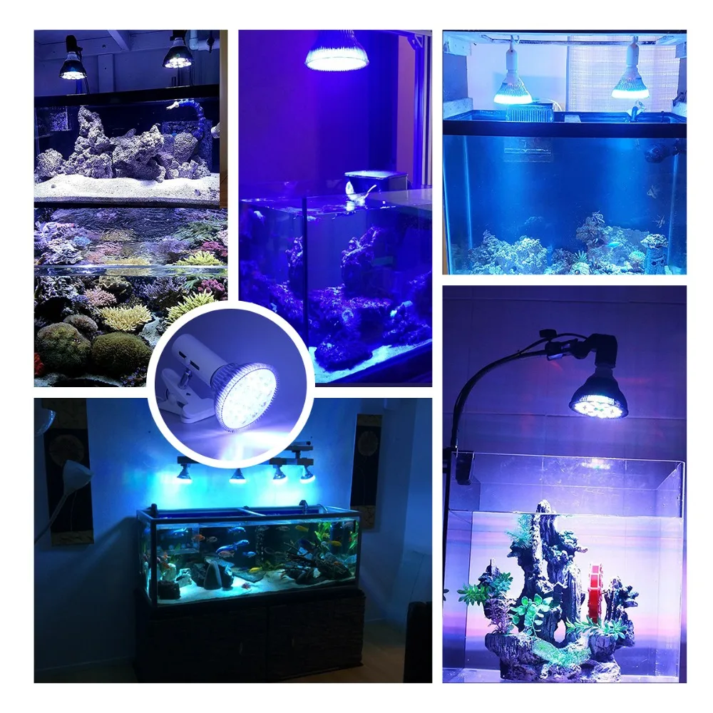 Светодиодный светильник для аквариума E27 Par30 Par38 Reef светодиодный 5 Вт 7 Вт 9 Вт 12 Вт 15 Вт 18 Вт AC85-265V светодиодный светильник для растений аквариума для коралловых рифов
