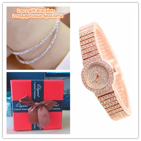 Rose Gold Роскошные женские часы со стразами, известный бренд, элегантное платье, кварцевые часы, модные женские наручные часы со стразами, Relogios Femininos - Цвет: Rose Gold
