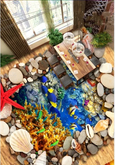 

[Самоклеющиеся] 3D Камень подводный мир 8 Нескользящие водонепроницаемые фото самоклеющиеся пол настенные наклейки обои фотообои печать