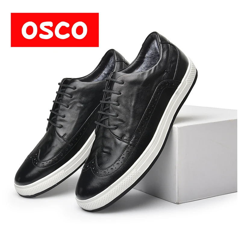 OSCO/зимняя мужская обувь с перфорацией типа броги Повседневная Деловая из