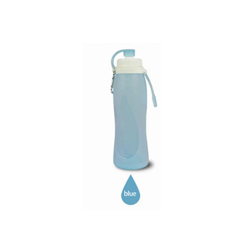 Transparent blue YIBO 1 шт. Пищевая силиконовая Спортивная бутылка для воды на открытом воздухе портативный складной креативный чайник для путешествий спортивный чайник большой емкости - Цвет: Transparent blue