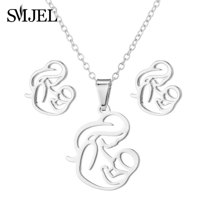 Женское Ожерелье SMJEL из нержавеющей стали для семьи и мамы модные серьги