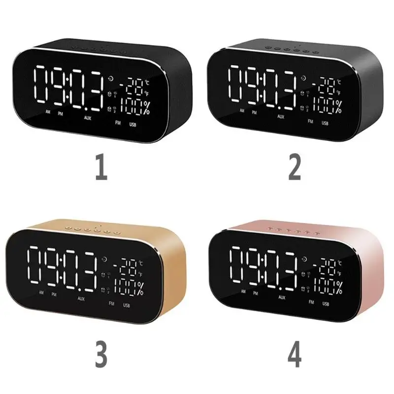 Портативный Bluetooth динамик температура ЖК-дисплей FM радио TF будильник Дата дисплей домашний декор беспроводной стерео сабвуфер