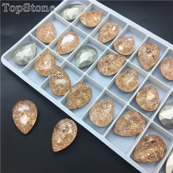 103IC Lt peach TopStone 13X18 мм 10x14 мм K9 стекло хрустальный Ледяной цветок КАПЛЕВИДНАЯ заостренная задняя часть Необычные каменные капли хрустальные стразы - Цвет: 103IC Lt peach