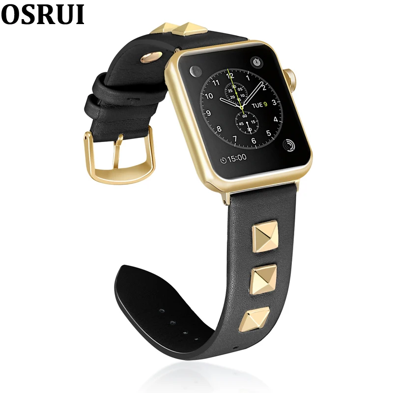 Кожаный ремешок для apple watch band 4 correa 44 мм 40 мм iwatch 38 мм 42 мм серия 4 3 2 браслет с заклепками аксессуары для apple watch