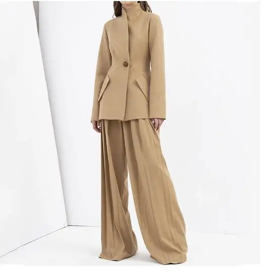 Брюки Женские однотонные с широкими штанинами модные плиссированные