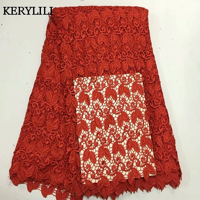 KER YLILI Orange Red New African Cord Lace Fabric High Quality Guipure Nigerian Wedding French 5Y KRL-5679 | Дом и сад