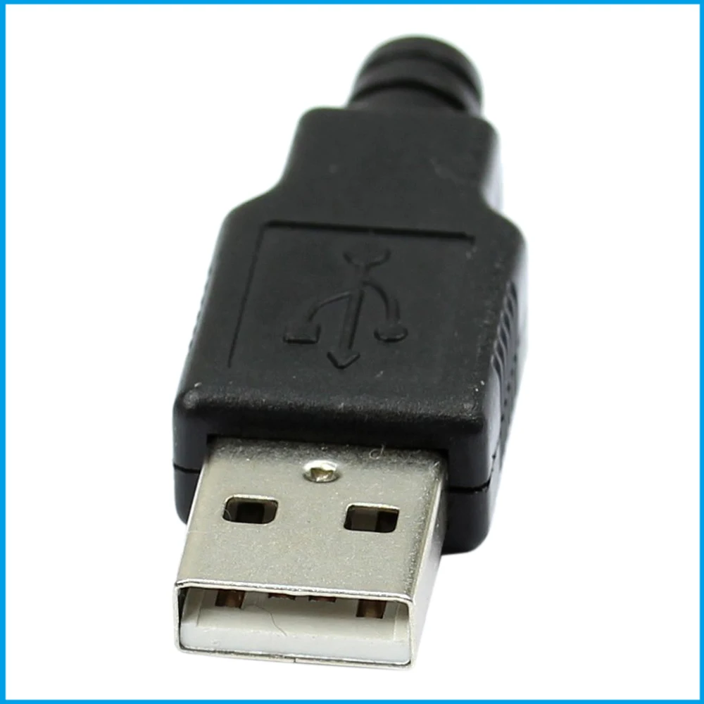 10 шт. Тип Мужской USB 4 контактный разъем с черной пластиковой крышкой |