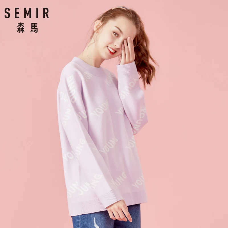 Женский Длинный свитер-водолазка SEMIR с имитацией воротника Вязаный резинкой на