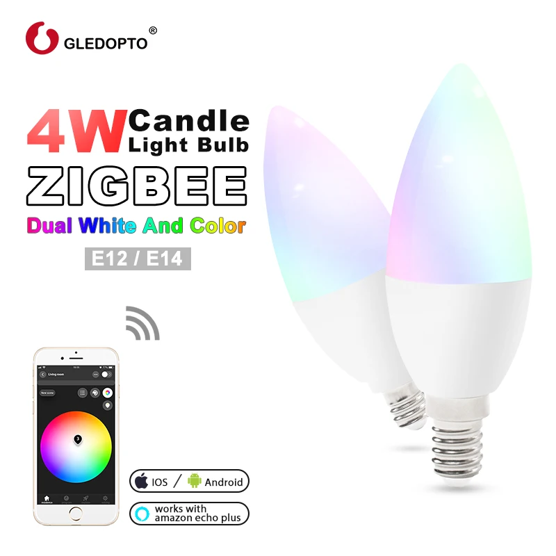 Zigbee rgb светодиодный светильник при свечах приложение умное управление работа с 3,0 шлюз smartthings 4 Вт rgbw теплый белый холодный белый Светодиодный e12 e14 tapy