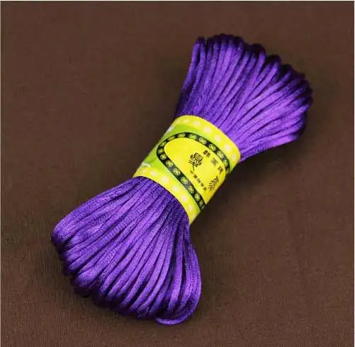 purple Цвет на выбор 2 мм 20 ярдов/партия мягкий сатиновый китайский шнур с узлом для браслетов DIY аксессуары для изготовления ювелирных изделий - Цвет: purple