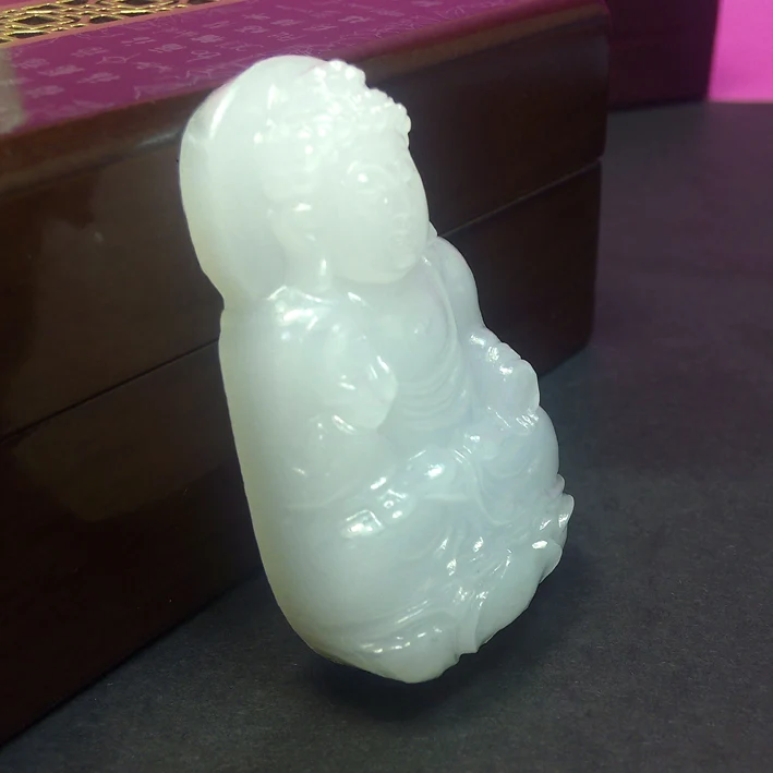 Натуральный белый Будда Амитабха богатство удача резные Yu амулет Китайский