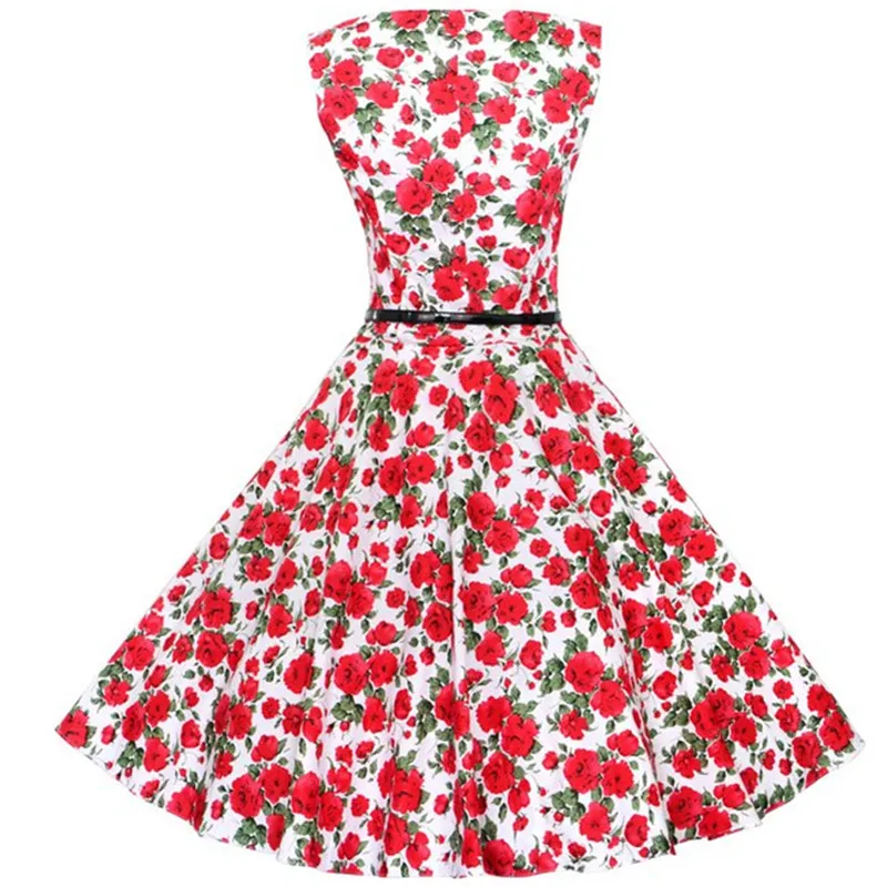 Borntogirl летние женские винтажные Высокая Талия Тонкий Belted Printed платье на бретелях