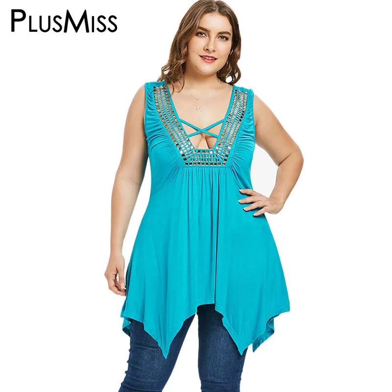 PlusMiss размера плюс Стразы блесток туника в этническом стиле Boho безрукавки для