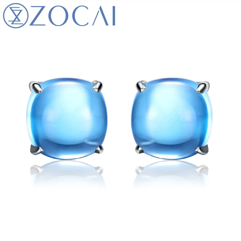 Брендовые серьги ZOCAI с голубым секретом 7 0 CT натуральный голубой топаз 18K