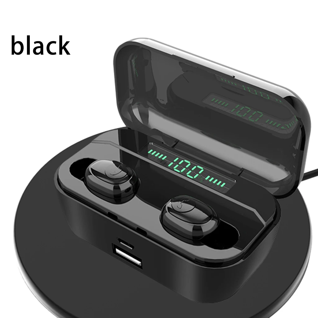Черный G6S TWS Bluetooth наушники 8D стерео Беспроводная Мини водонепроницаемая гарнитура с 3500 мАч светодиодный дисплей зарядная коробка Беспроводная зарядка - Цвет: Черный