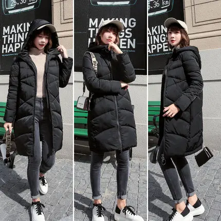 Winter Jacket Women Long Solid Coats Hooded Jackets Cotton Padded Coat Zipper Thick Warm Clothing CH612 | Женская одежда