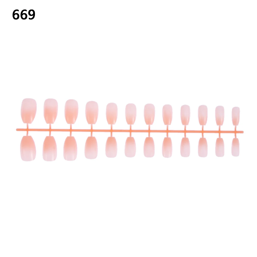 669 24 шт., модные, полностью закрывающие, пыльные, шпильки, накладные ногти, заостренный гроб, яркие цвета, балетки, накладные ногти для повседневной носки, пресс-On Nai - Цвет: 669
