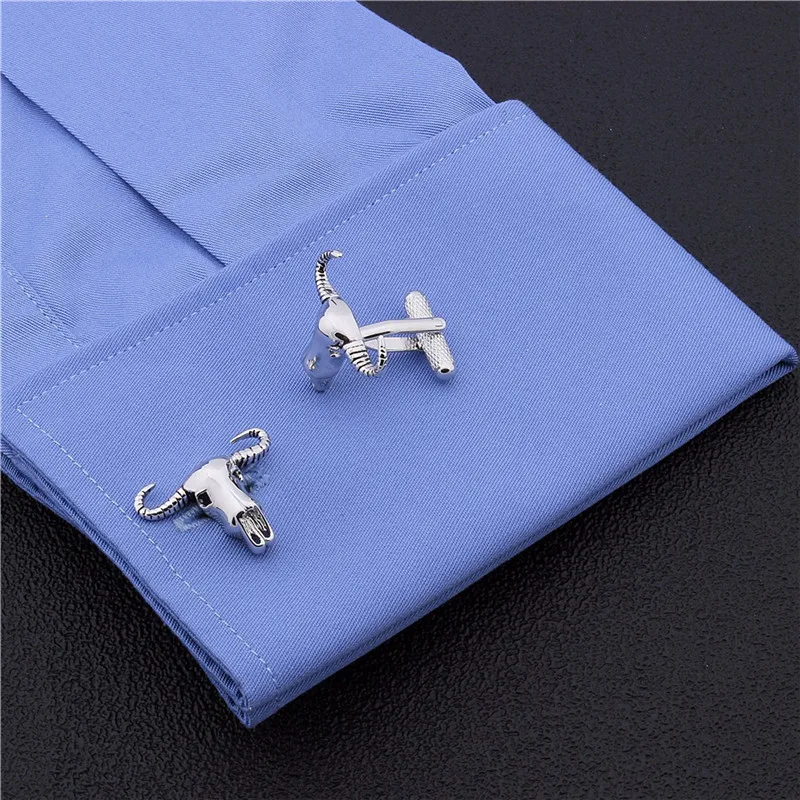 HAWSON интересные Запонки Череп Буйвола быка/бык головой Имитация родия запонки