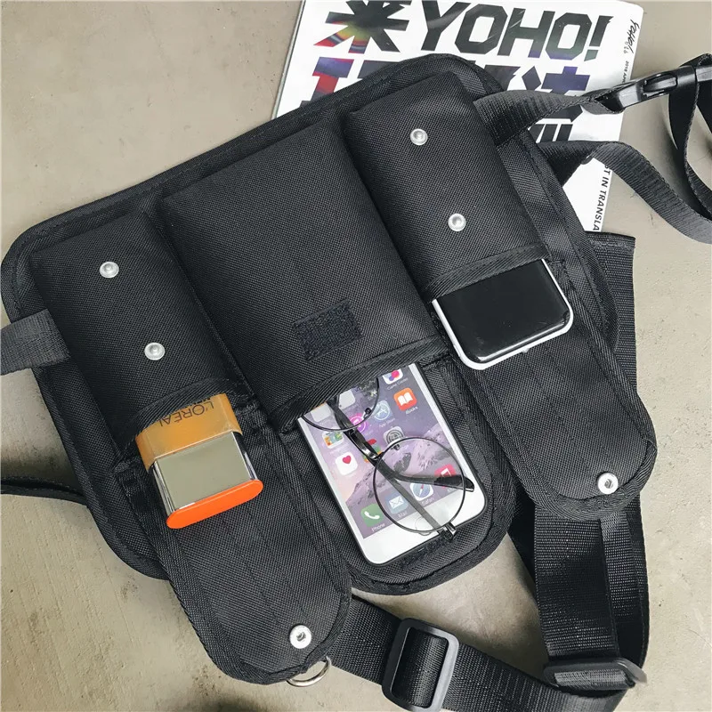 Mihaivina унисекс холщовая поясная нагрудная сумка Kanye Chest Rig хип-хоп Уличная