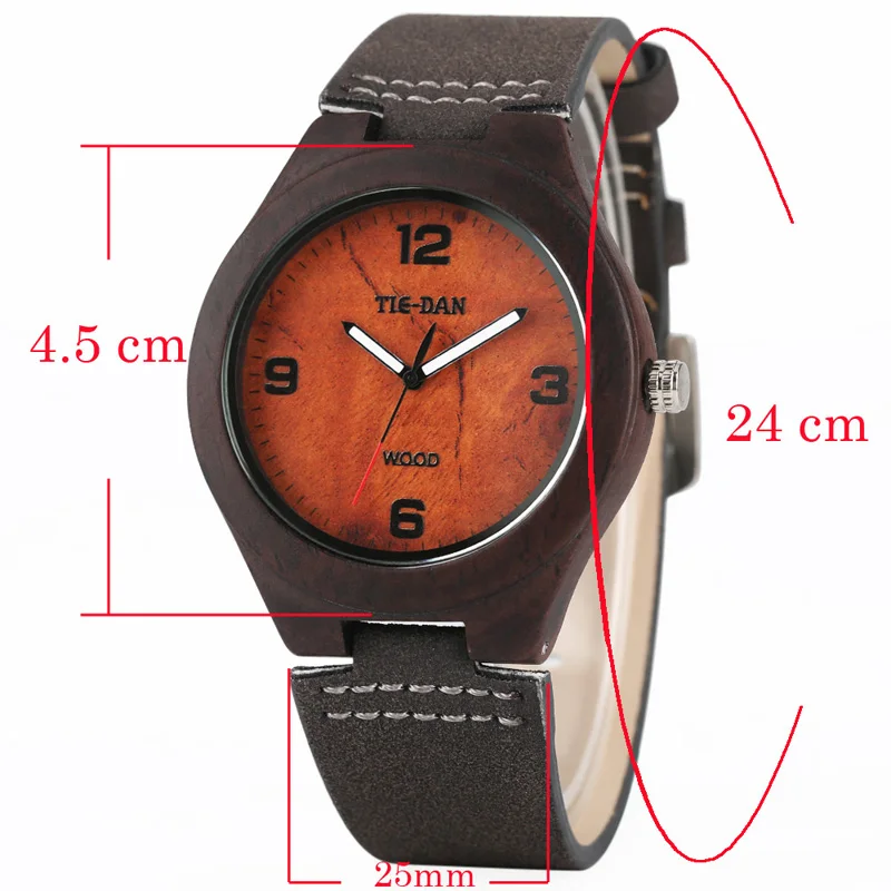 Винтажные часы TIEDAN из 100% натурального дерева наручные бамбука и мужские с