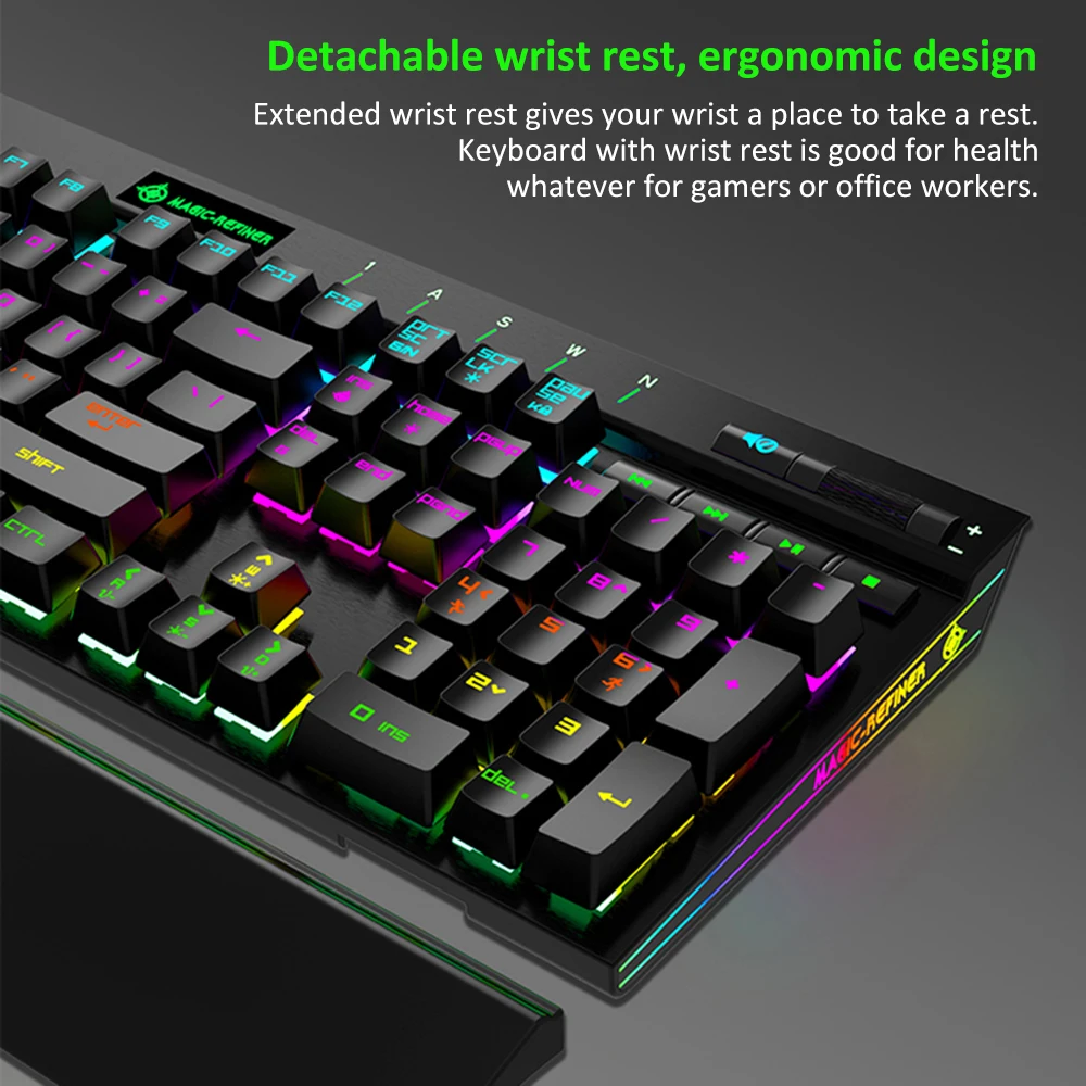 Magic-Refiner MK12 механическая клавиатура игровая клавиатура USB Проводная клавиатура 12 RGB 19 подсветка механический оптический переключатель 104 ключ