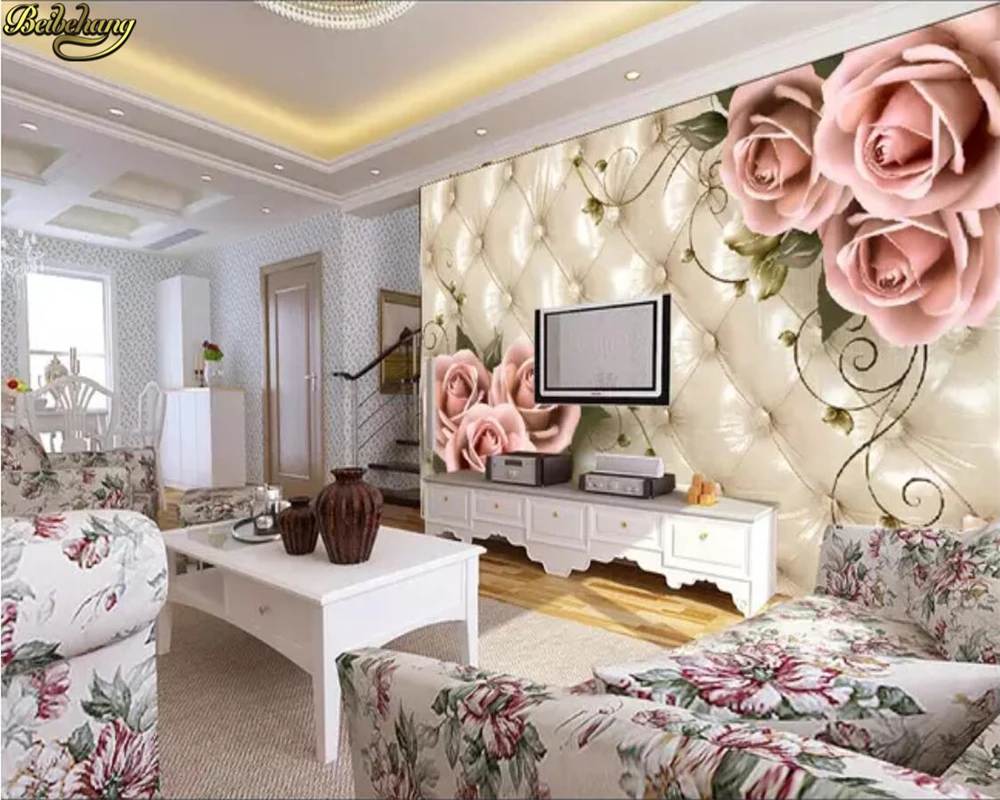 Фотообои beibehang на заказ настенные 3D обои имитация мягкого мешка роза фон для