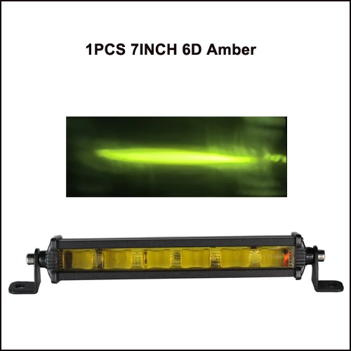 1PCS 18W Amber 6D 8 дюймов 18 Вт Тонкий Мини светодиодный светильник однорядные рабочие огни для внедорожников 4X4 Лодка Авто DRL Противотуманные лампы 12 В 24 в янтарный - Цвет: 1PCS 18W Amber
