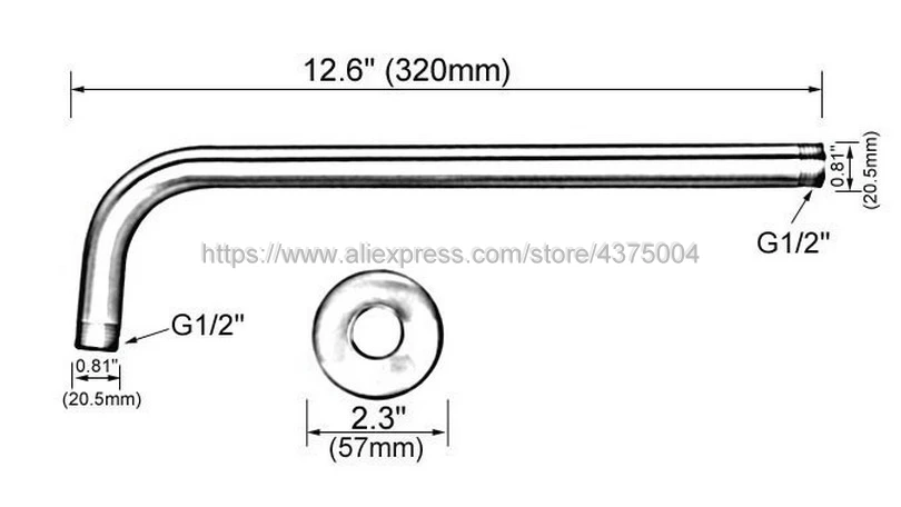 antique brass round 8 inch rainfall shower head extension pipe wall arm shower arm bathroom accessory standard 12 nsh052 free global shipping