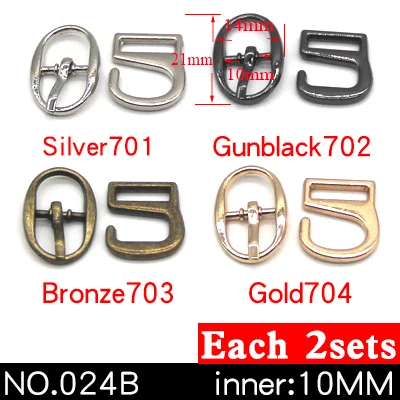 NO.024B 10mm 8sets 8 комплектов, металлическая пряжка с 9 крючками для починки обуви, сумки, пряжки для ремней, украшения для обуви, аксессуары для шитья - Цвет: NO.024B 10mm 8sets