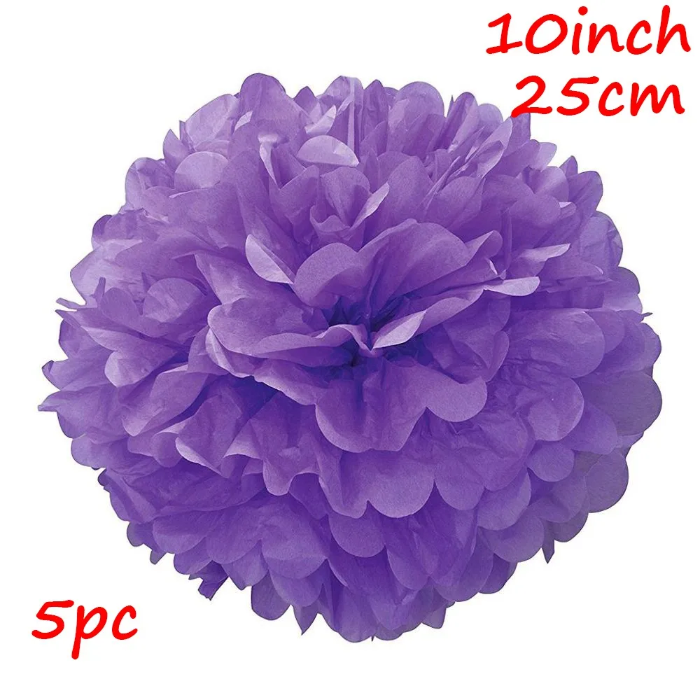 Purple 2 Huiran 5 шт. 20 см 25 см помпоны из бумаги салфеток реквизит Висячие гирлянды Свадебная вечеринка Декор Свадебные аксессуары Принадлежности для детского душа - Цвет: Purple 2