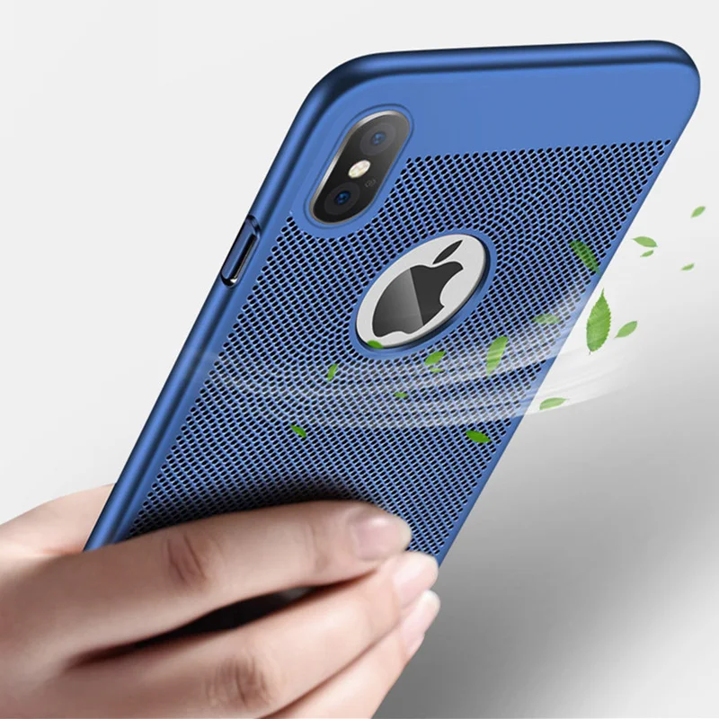 Полый теплоотвод чехол для iPhone X XS Max XR Жесткий Чехол Apple 6 6S 7 8 Plus Миро-матовый