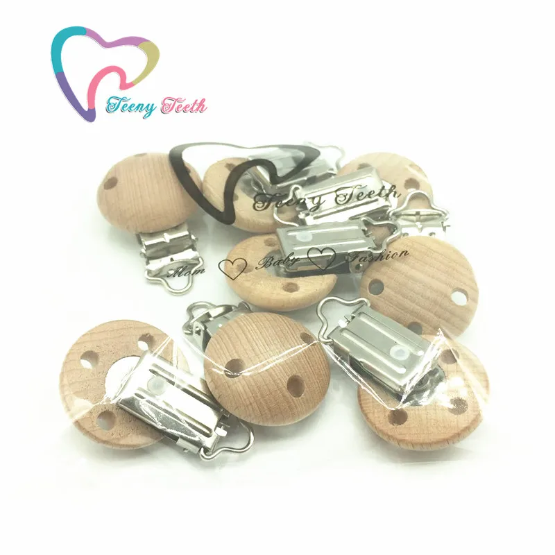 Teeny Teeth 20 шт. зажимы для соски пустышки круглый натуральный Цвет буковая древесина