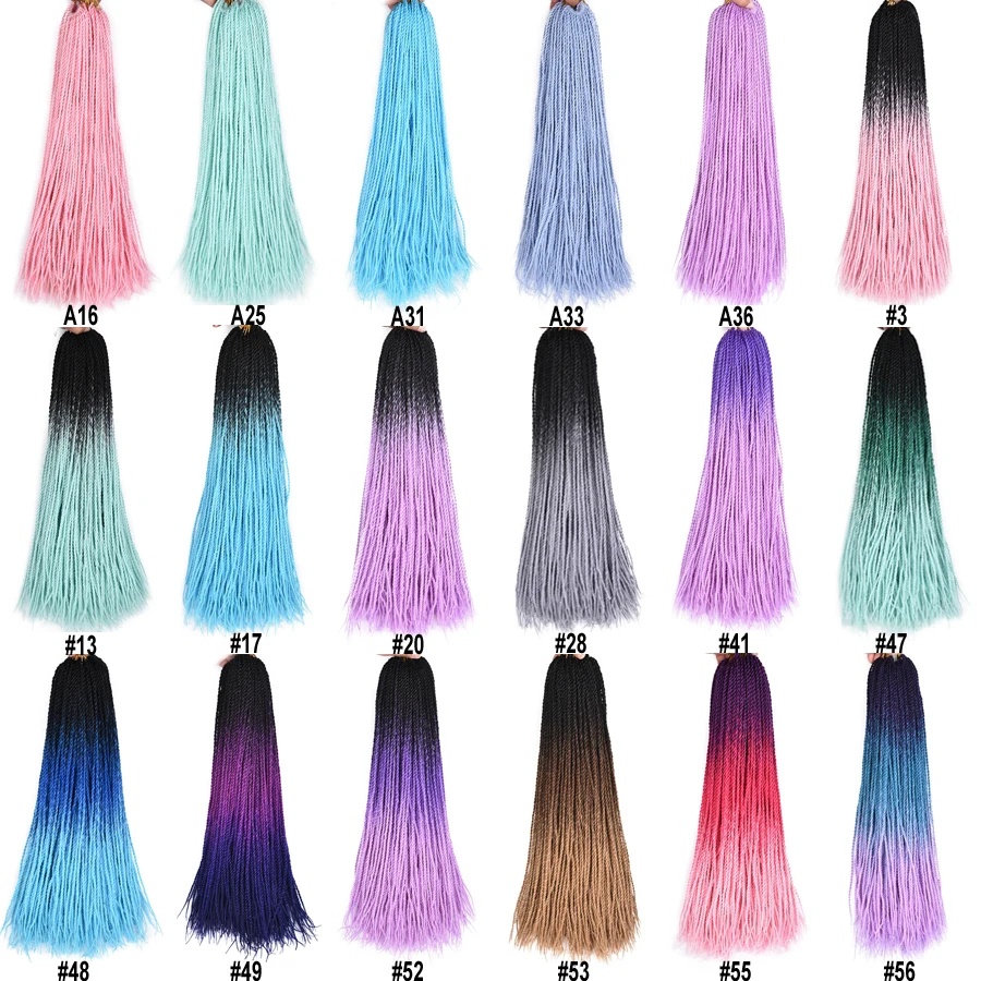 TOMO 24-Inch Small Crochet Braids Hair Senegalese Twist Ombre Synthetic Colored Braiding Hair Extensions image 2