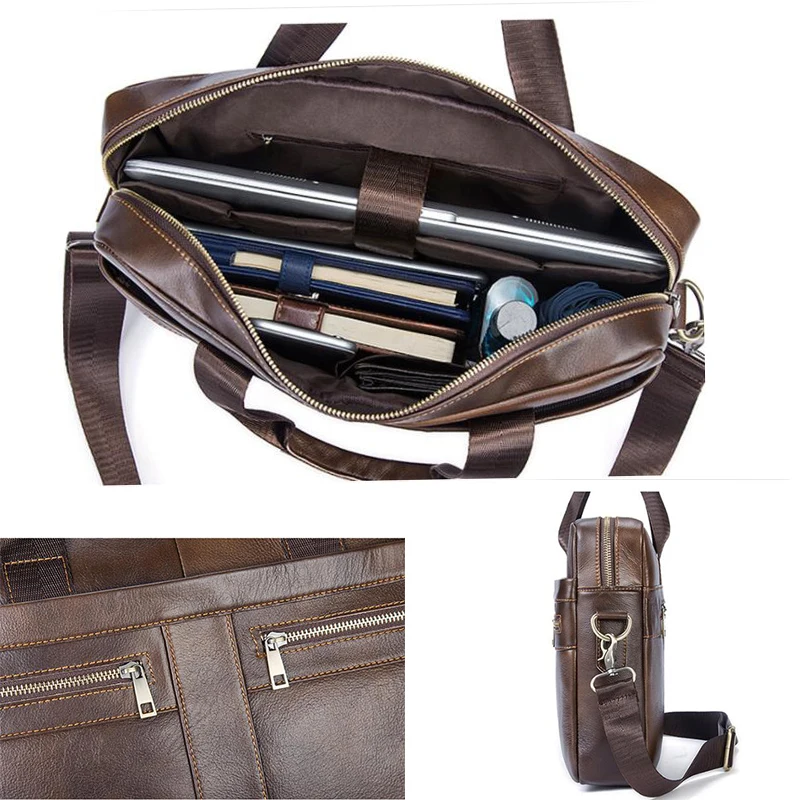 

European and American Business Men's Briefcase Genuine Leather Men Bag Large Capacity Male Handbag Shoulder Bags