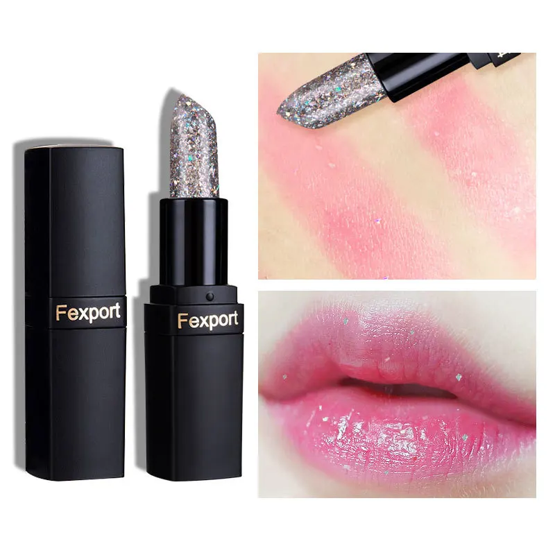 Fexport seven-color diamond temperature change lipstick color lasting fade moisturizing flash lip makeup |