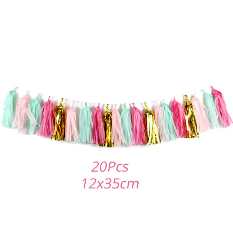 20pcs tassels WEIGAO День рождения одноразовая посуда Наборы с изображением героев из мультфильмов, с лошадкой бумажный стаканчик, тарелка для торта на день рождения для девочек Единорог вечерние поставки - Цвет: 20pcs tassels