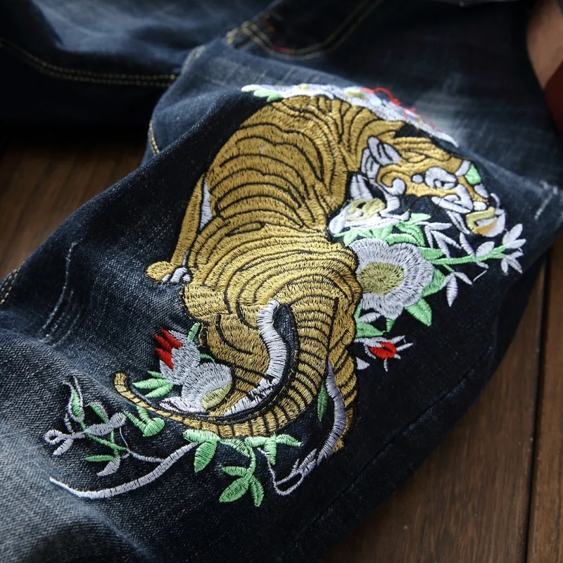 Джинсы-Карандаш мужские прямые в полную длину байкерские брюки из денима с