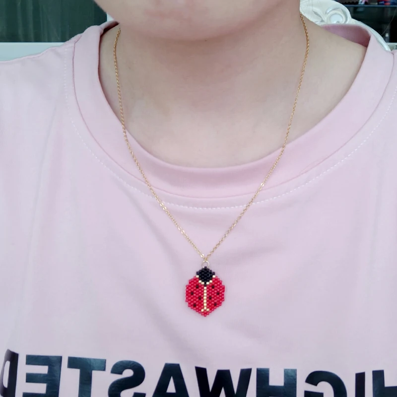 Ожерелье FAIRYWOO с красной божьей коровкой цепочка из нержавеющей стали животными