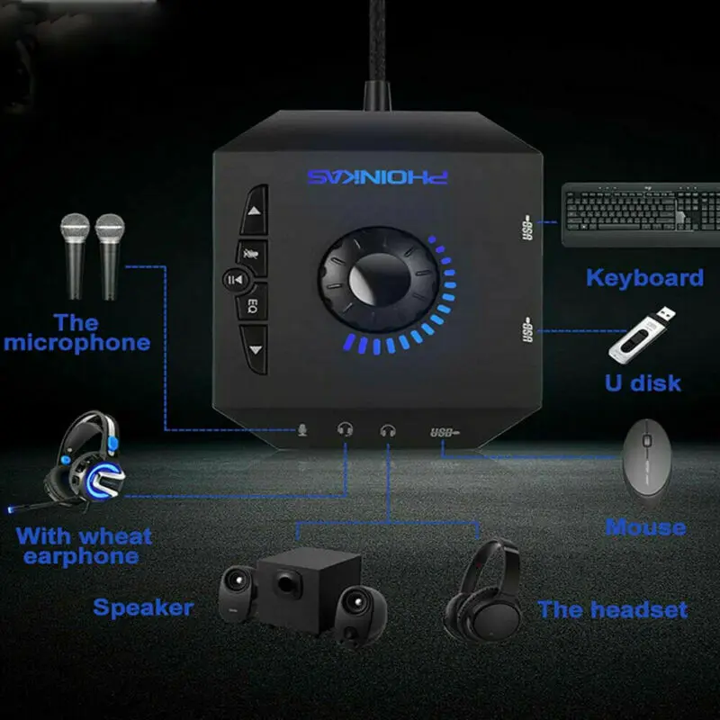 S2 USB 2 0 Звуковая карта концентратор стерео наушники микрофон адаптер 3D объемный