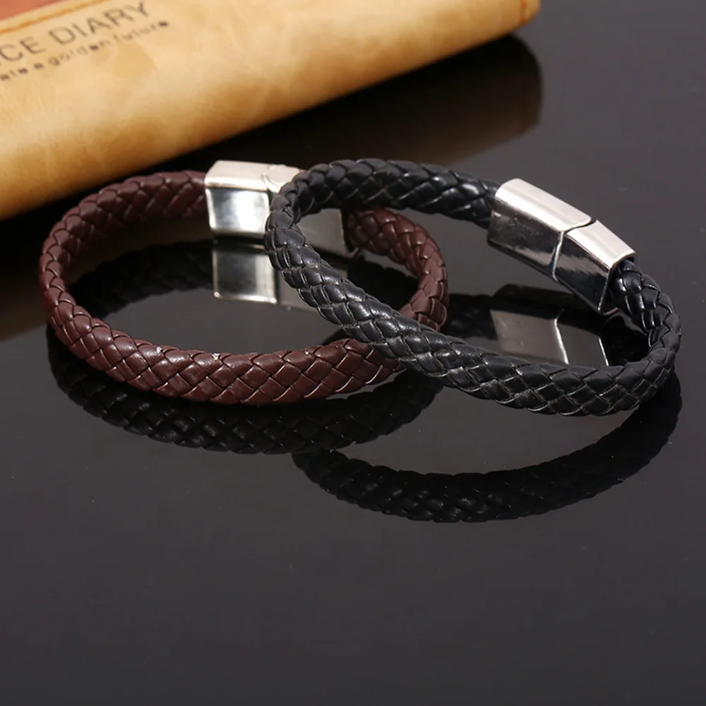 Мужские и женские браслеты PUN punk braclet Кожаные плетеные с цепочкой 2018|Браслеты