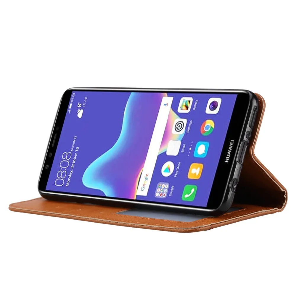 Для huawei Y 6 Y9 2018 Наслаждайтесь Honor 8 10 Чехол Флип кожаный Силиконовая задняя крышка