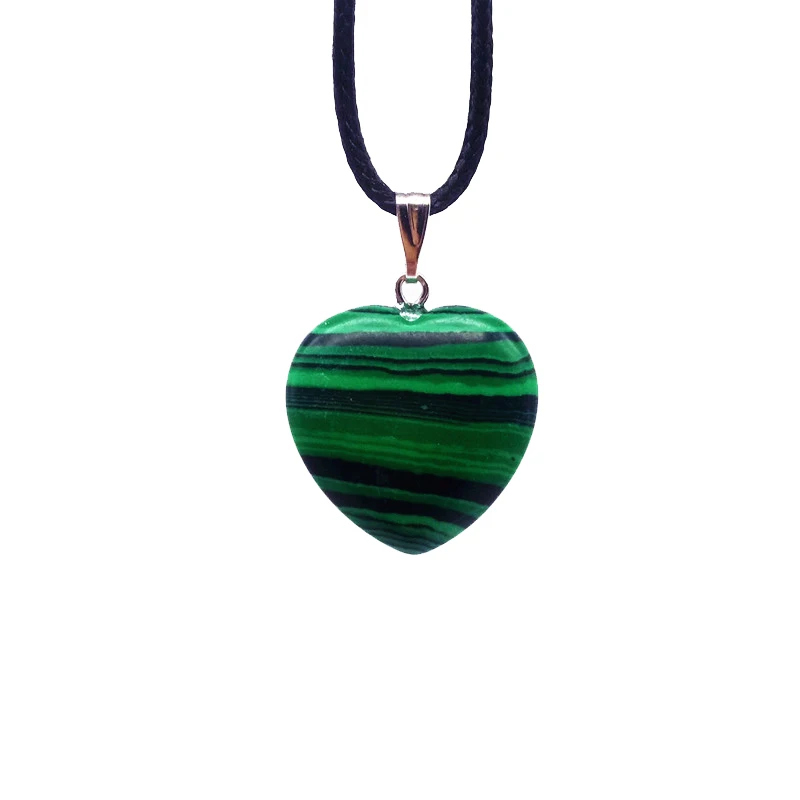 malachite man made 25 цветов камень шарик сердце очарование модное ожерелье подарок черный шнур провод Веревка Цепь Лава опал оникс Jaspers аметисты нефрит и т. Д - Окраска металла: malachite man made