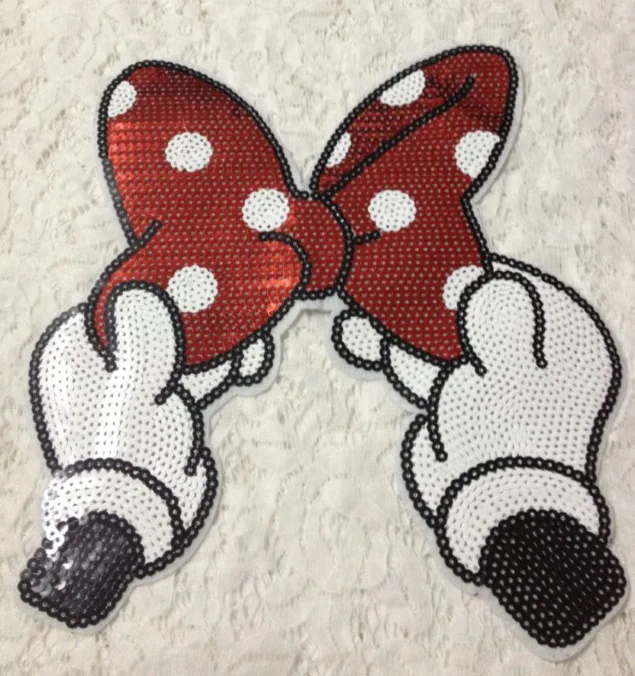 Большие вышитые блестки GUGUTREE нашивка с бантом блестящие нашивки для пальто